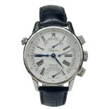 A Longines Heritage Automatic Gents Watch. Black leather strap. Stainless steel case - 41mm. White