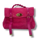 A MULBERRY OVERSIZED ALEXA SUEDE SATCHEL - Pink. A luxurious Suede with a velvet nap and a soft hand