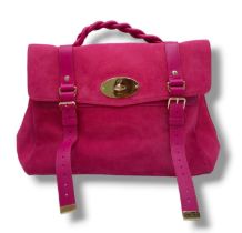 A MULBERRY OVERSIZED ALEXA SUEDE SATCHEL - Pink. A luxurious Suede with a velvet nap and a soft hand