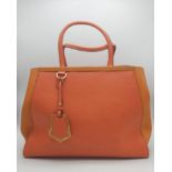 Fendi Two Tone Orange Leather 2jours Tote. One of the most iconic designs from the brand and it