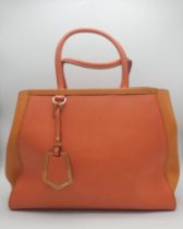 Fendi Two Tone Orange Leather 2jours Tote. One of the most iconic designs from the brand and it
