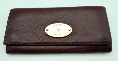 Burgundy Brown Mulberry Purse. Quality soft leather with typical Mulberry high standards. Multiple