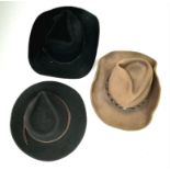 Three Made in The USA Western Style Hats. One made by the Lite Felt company.