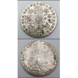 A 1787 George III Silver One Shilling Coin. No semee of hearts S3743. Please see photos for