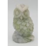 A Wonderful Hand Carved Cauliflower Jade Owl. Ornament or paperweight. 8cm tall