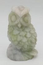 A Wonderful Hand Carved Cauliflower Jade Owl. Ornament or paperweight. 8cm tall
