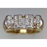 9kt Yellow Gold Stone Set Mum Ring W: 3.4g Size Q