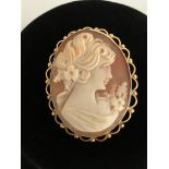 Vintage ASPREY & COMPANY CAMEO BROOCH Set in a hallmarked, 9 carat gold mount. 4 x 3 cm. Total