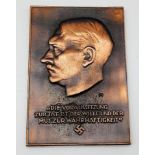 3rd Reich Bronze Plated “Fuhrer Plaque” in original case. These were given to Political and State