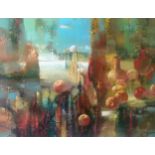 An Abstract Oil Painting Titled Apples Anatoly by Ukrainian Artist Borisovich Tarabanov. The