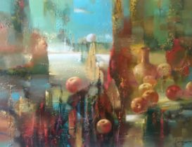 An Abstract Oil Painting Titled Apples Anatoly by Ukrainian Artist Borisovich Tarabanov. The