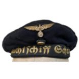 Very Original WW2 Kriegsmarine Enlisted Mans “Donald Duck” Cap with “Scharnhorst” Tally. The