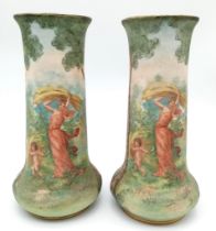 A rare and intriguing pair of Antique Tapestry Vases. The method became popular in the 18th