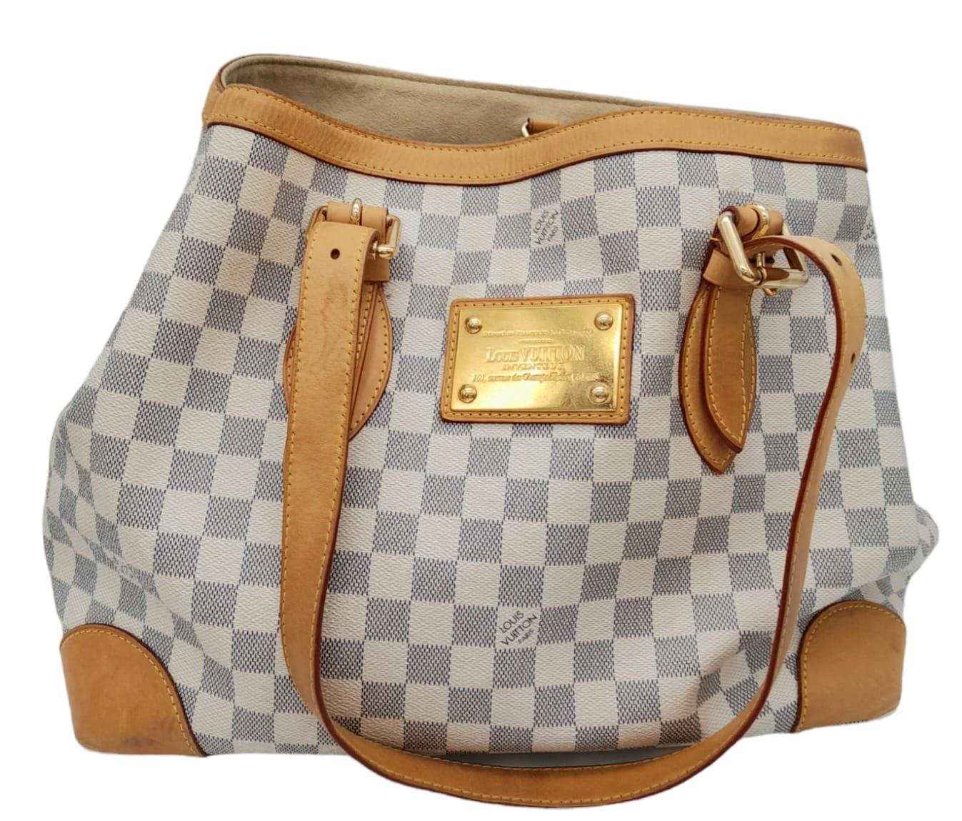 A Louis Vuitton Hampstead Bag. Damier azur leather exterior with gold-tone hardware, and snap hook - Image 2 of 10