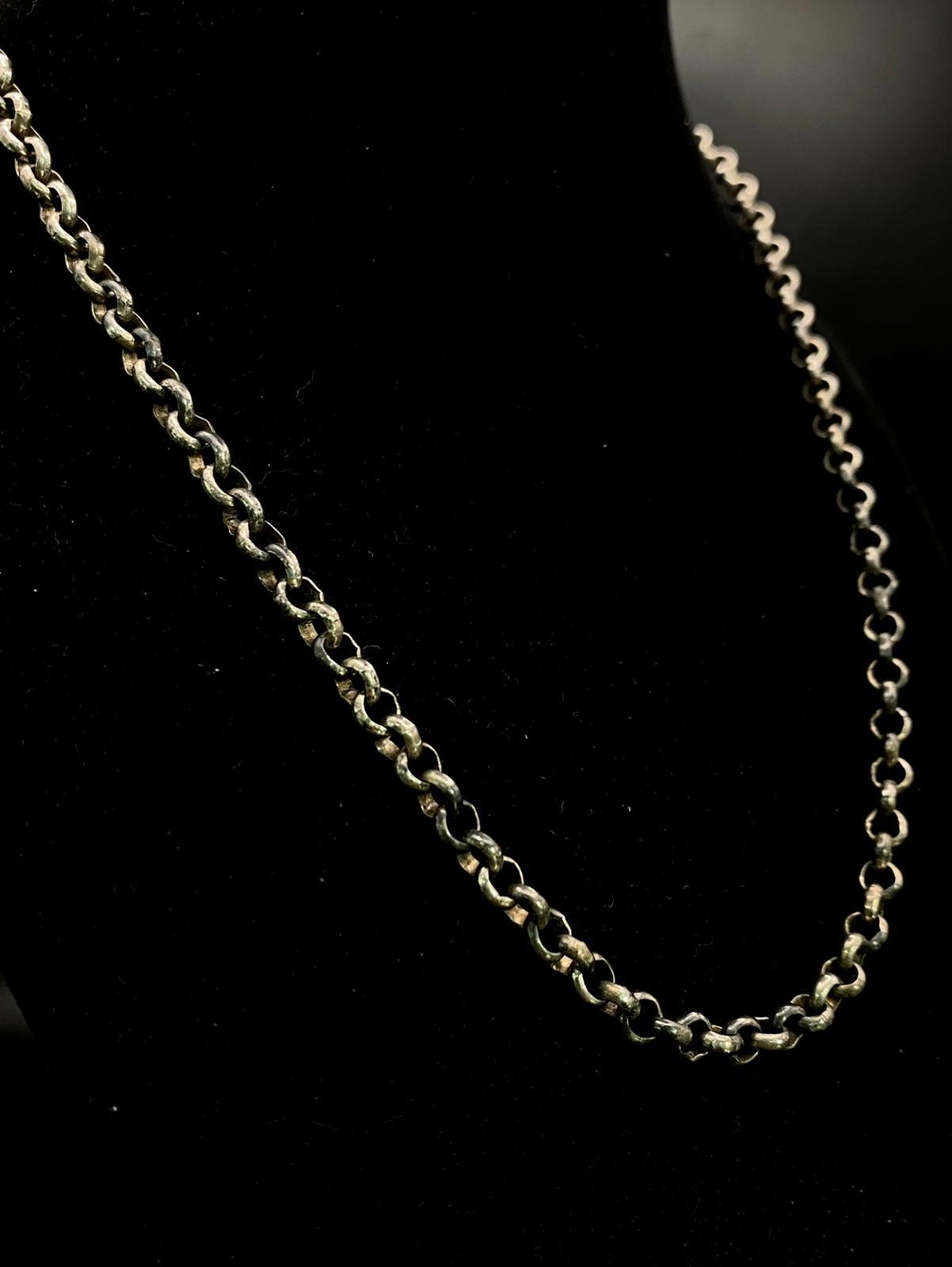 Vintage Sterling Silver Circle Link Necklace. 44cm length, 22.3g total weight. - Image 2 of 4