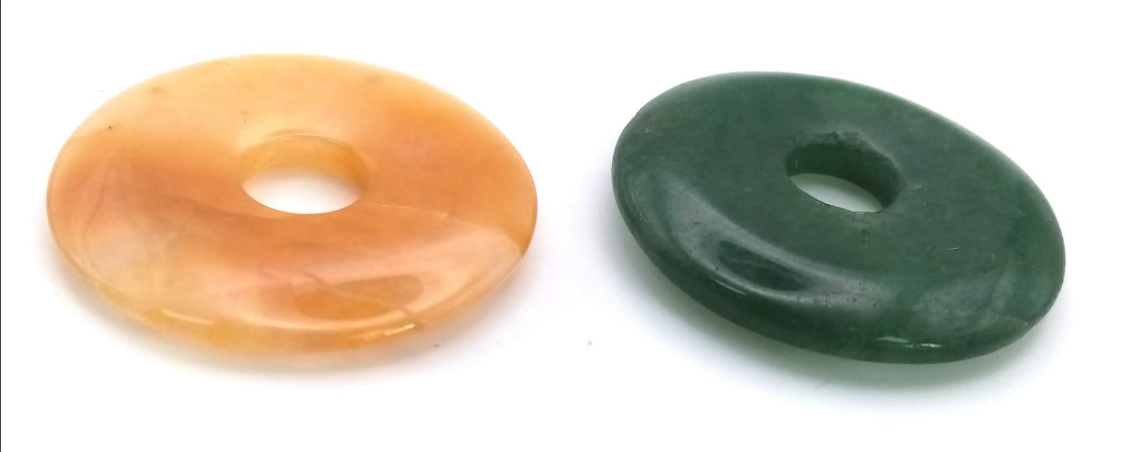 2x CIRCULAR JADE DISCS PENDANTS - Image 2 of 3