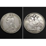 A Queen Victoria 1889 Silver Crown Coin. Jubilee bust. George and Dragon. Please see photos for