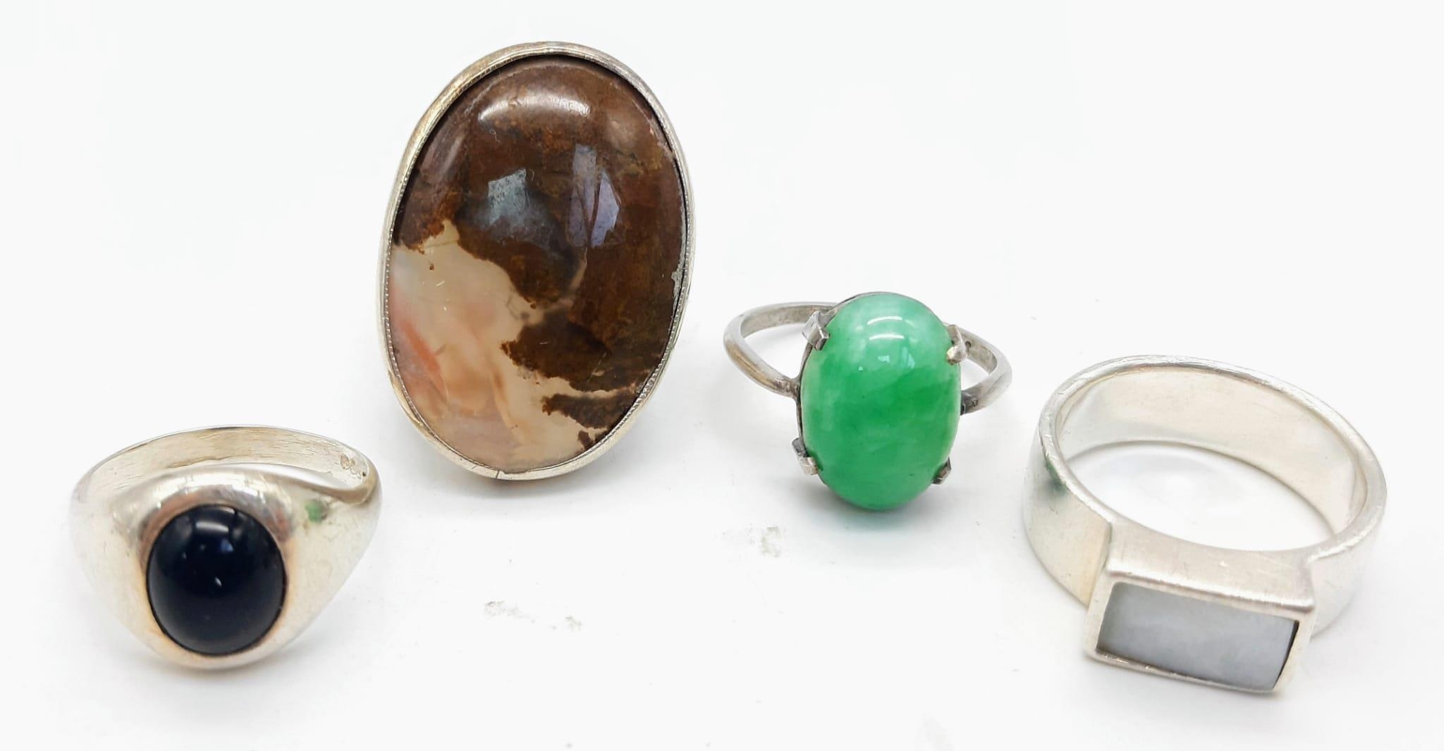 A Selection of Eight Different Styled 925 Silver Rings, Different Sizes. Please see photos for finer - Image 2 of 5