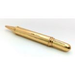 An Asprey of London 18K Yellow Gold Small Pen. Full UK hallmarks. 9cm. 22.7g total weight. No ink