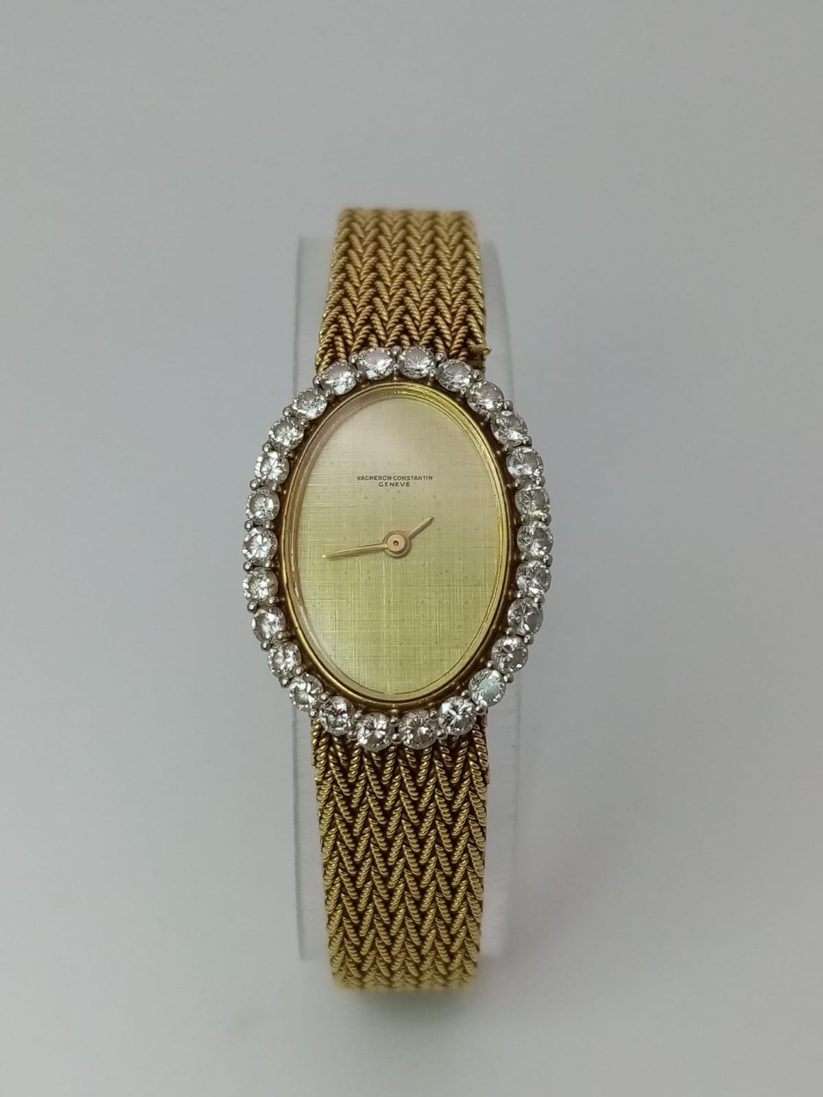 A Vacheron-Constantin 18K Yellow Gold and Diamond Ladies Watch. Gold bracelet and oval case - - Image 8 of 9