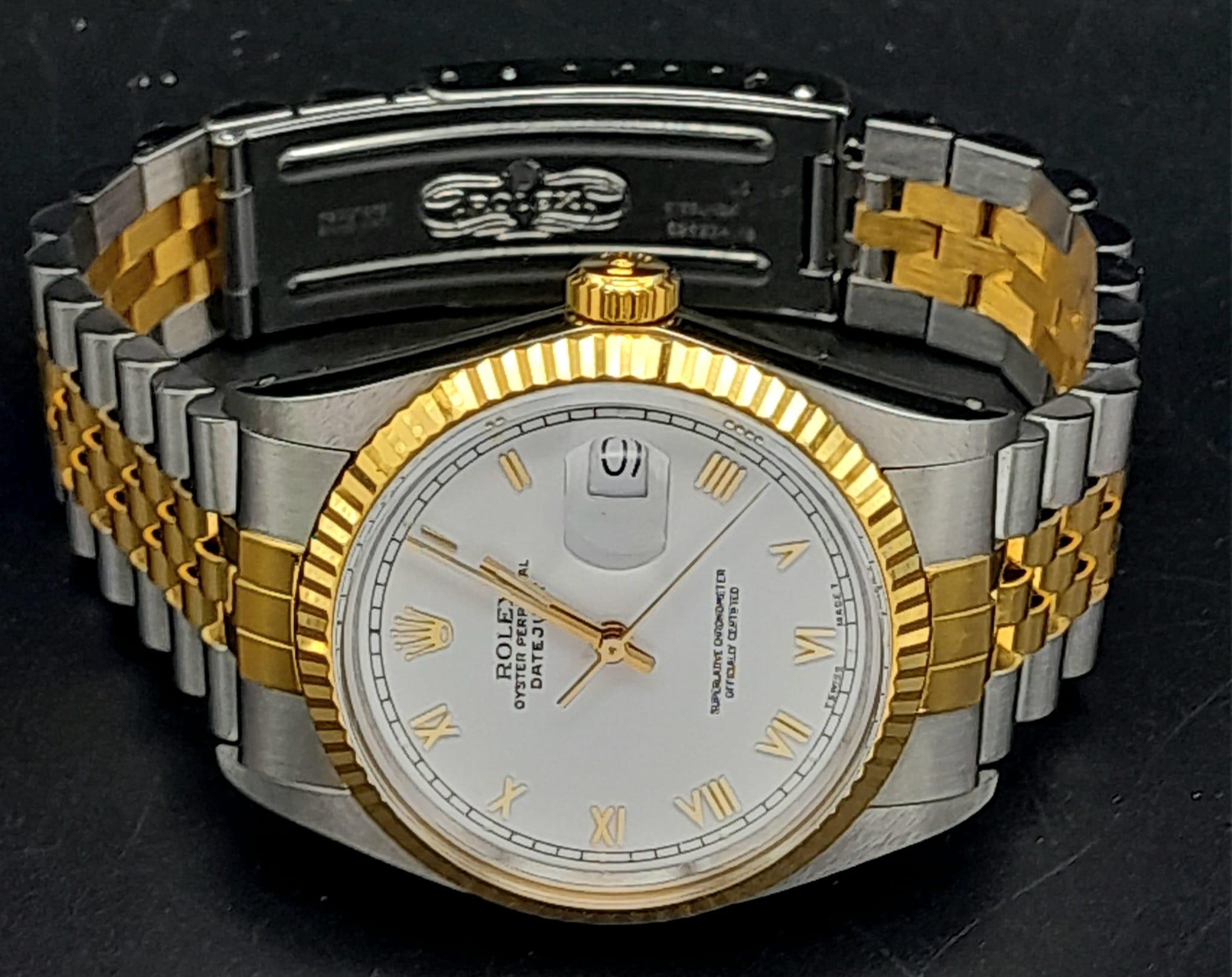 A Bi-Metal Rolex Oyster Perpetual Datejust Gents Watch. Gold and stainless steel bracelet and case - - Image 6 of 12