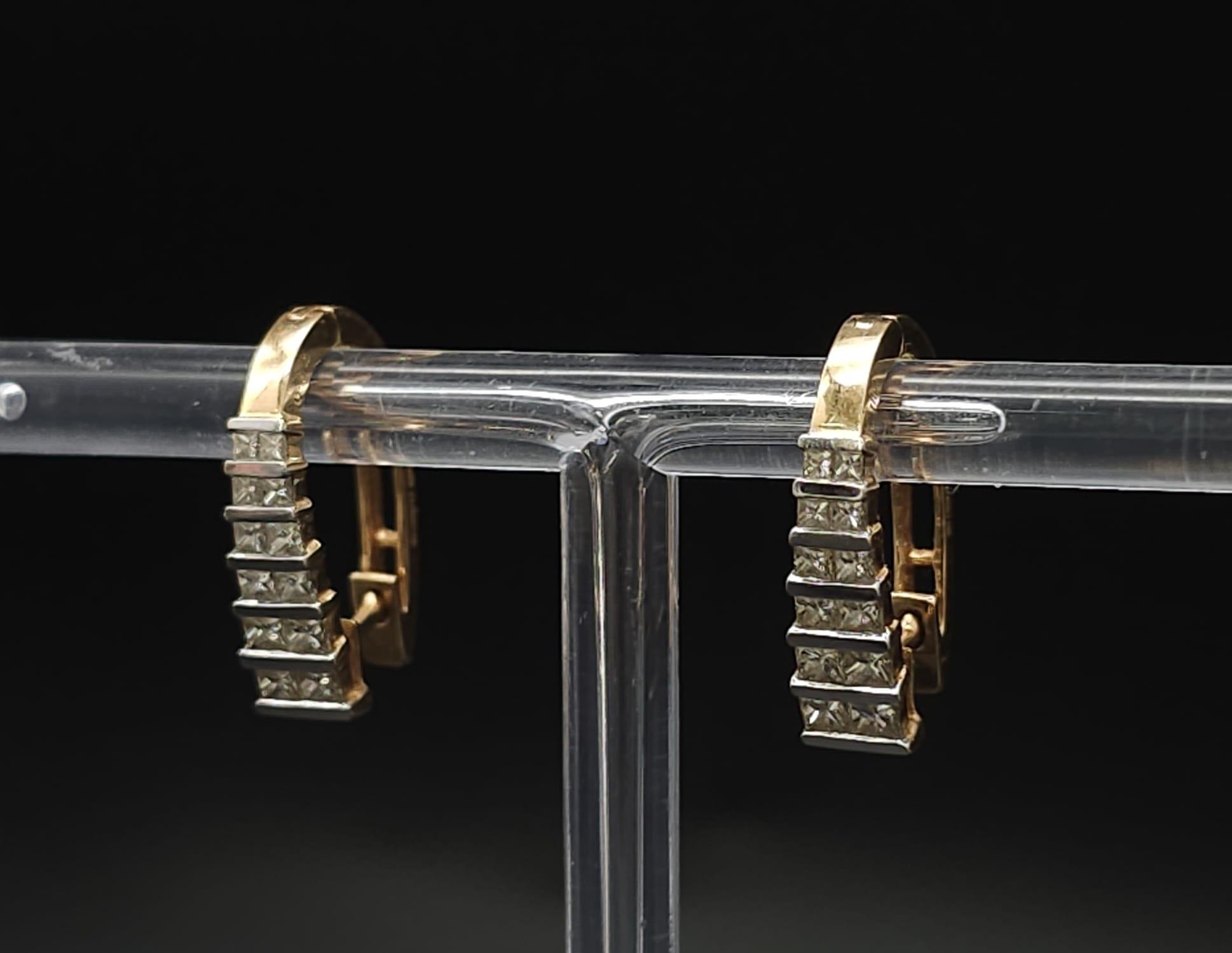 A PAIR OF18K ROSE GOLD 0.80CT DIAMOND 2 ROW DROP EARRINGS. TOTAL WEIGHT 4G - Image 3 of 7