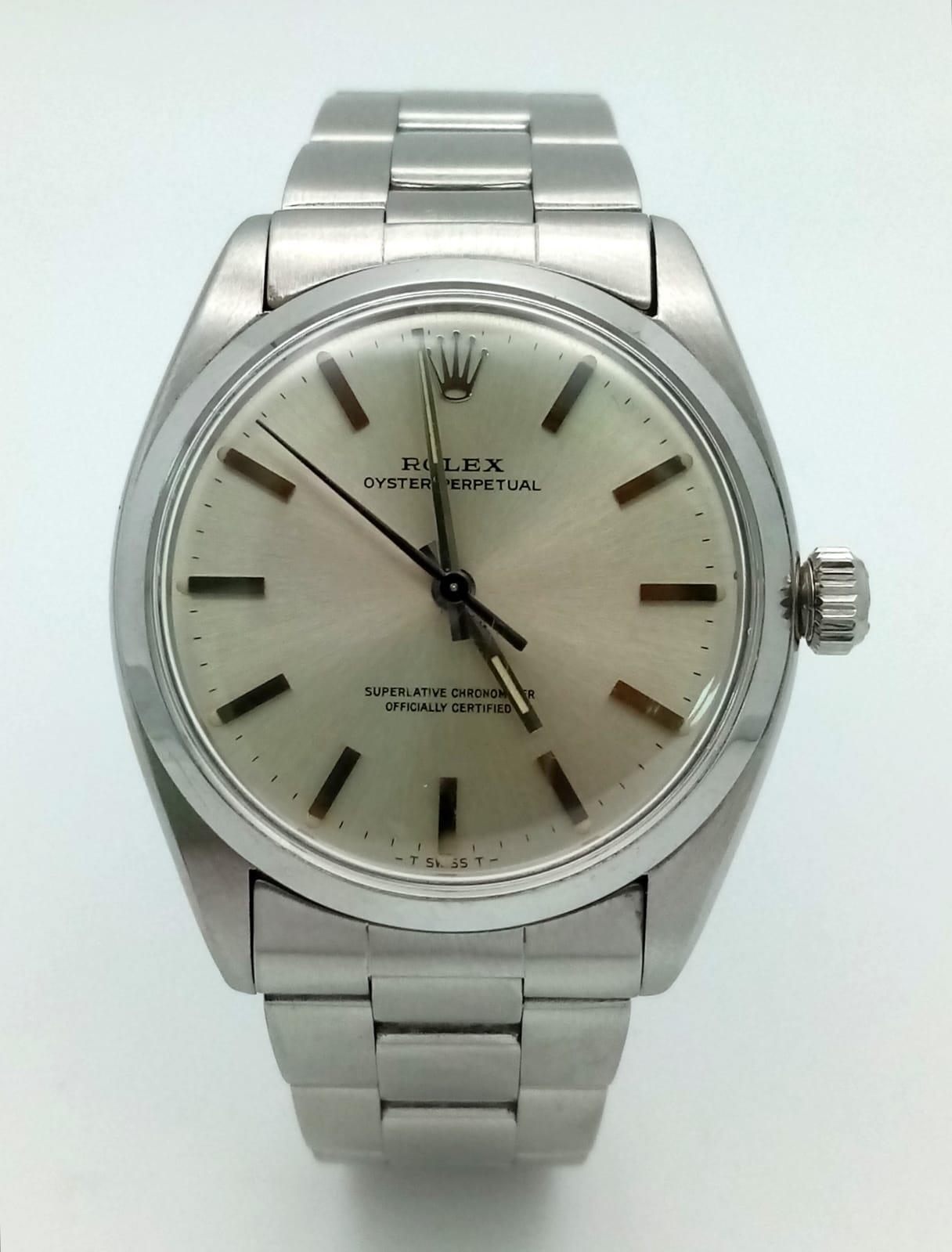 A Vintage Rolex Oyster Perpetual Gents Watch. Stainless steel bracelet and case - 34mm. Automatic - Image 2 of 9