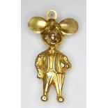 A Vintage 18K Yellow Gold Gentleman Mouse Pendant/Charm. 3cm. 2.66g weight.