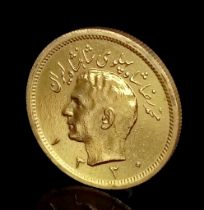 A 22K Gold Persian 1951 Mohammad Reza Shah Full Pahlavi Coin. 8.12g weight.