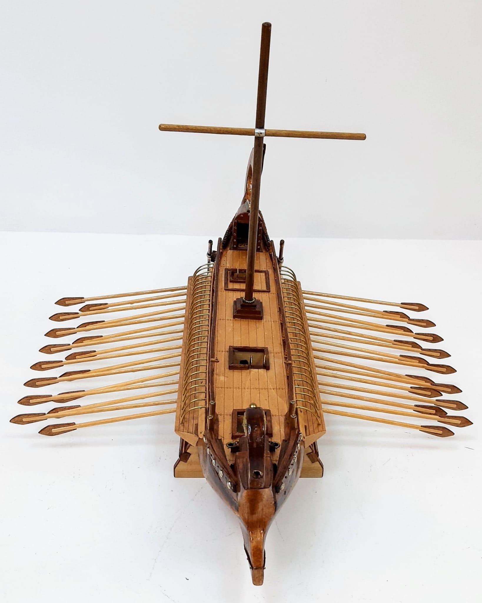 A Hand Crafted Wooden Viking Long Ship in Excellent Condition. 60cm in length. - Image 2 of 10