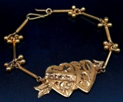 A high quality, hand crafted, 22 K yellow gold bracelet, length: 17 cm, weight; 8 g.