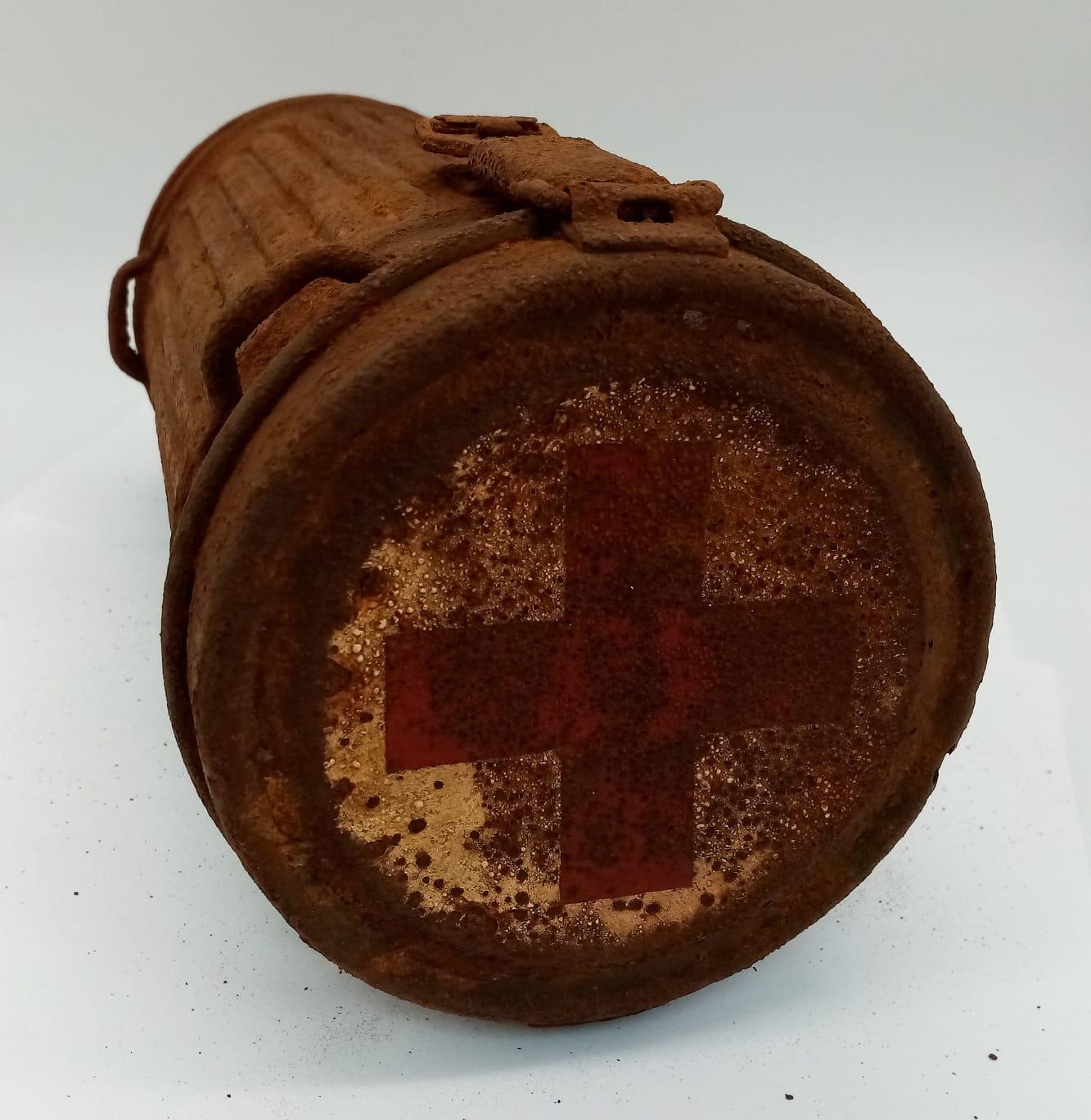 Semi Relic WW2 German Medics Gas Mask Canister. Found in Normandy, France. - Image 3 of 4