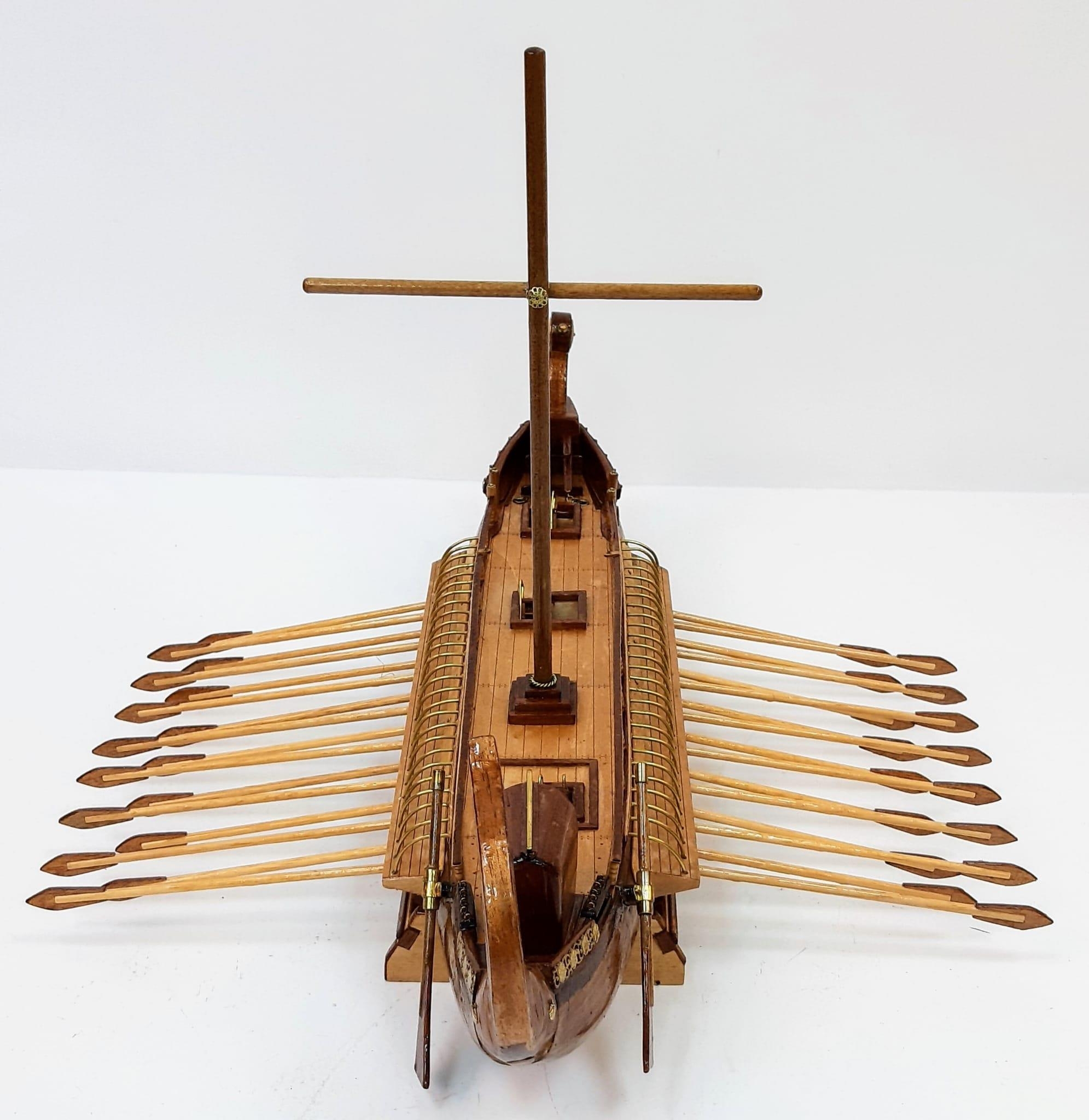 A Hand Crafted Wooden Viking Long Ship in Excellent Condition. 60cm in length. - Image 4 of 10