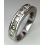A 950 Platinum Diamond Half Eternity Ring. 17 diamonds - 0.98ctw. Size L. 6.15g total weight. Ref:
