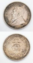 A Scarce 1894 South Africa Half Crown Silver Coin.