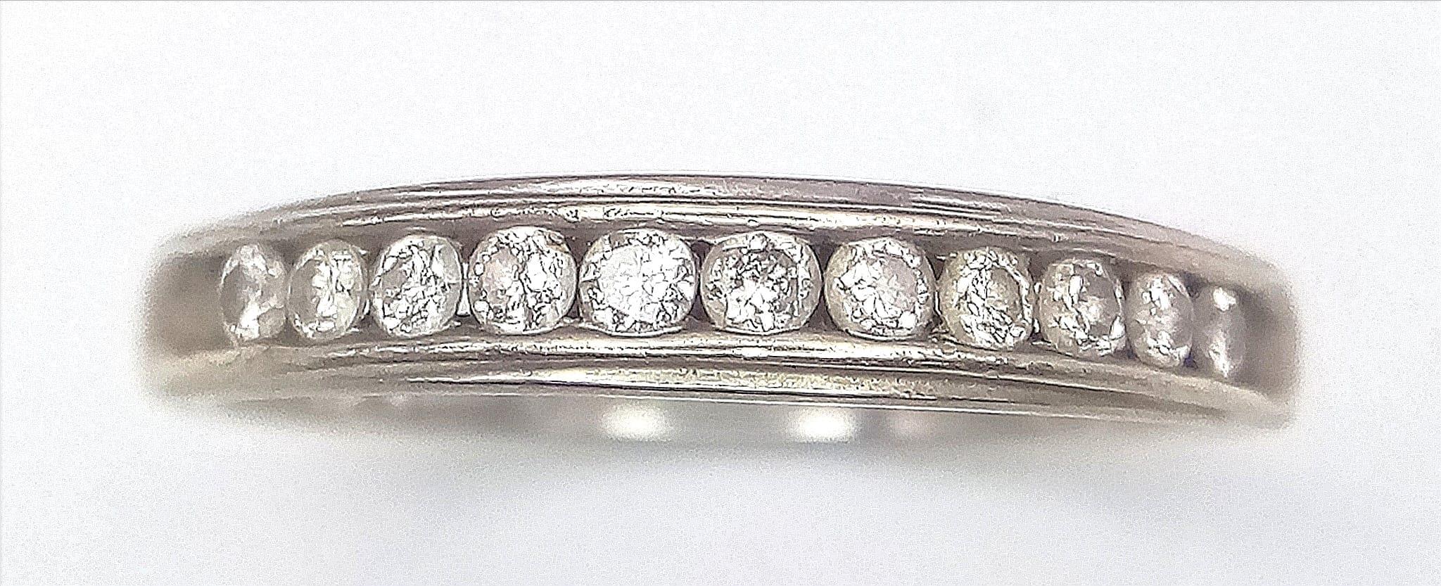 A 9K White Gold Diamond Half Eternity Ring. Size N. 1.7g total weight. Ref: 14491 - Image 2 of 5