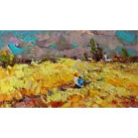 An Oil painting titled Fields of Gold by Ukrainian artist Kalenyuk Alex. Looking at this oil