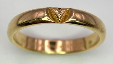A Louis Vuitton 18K Yellow Gold Band Ring. Size P/Q. 4.22g weight.