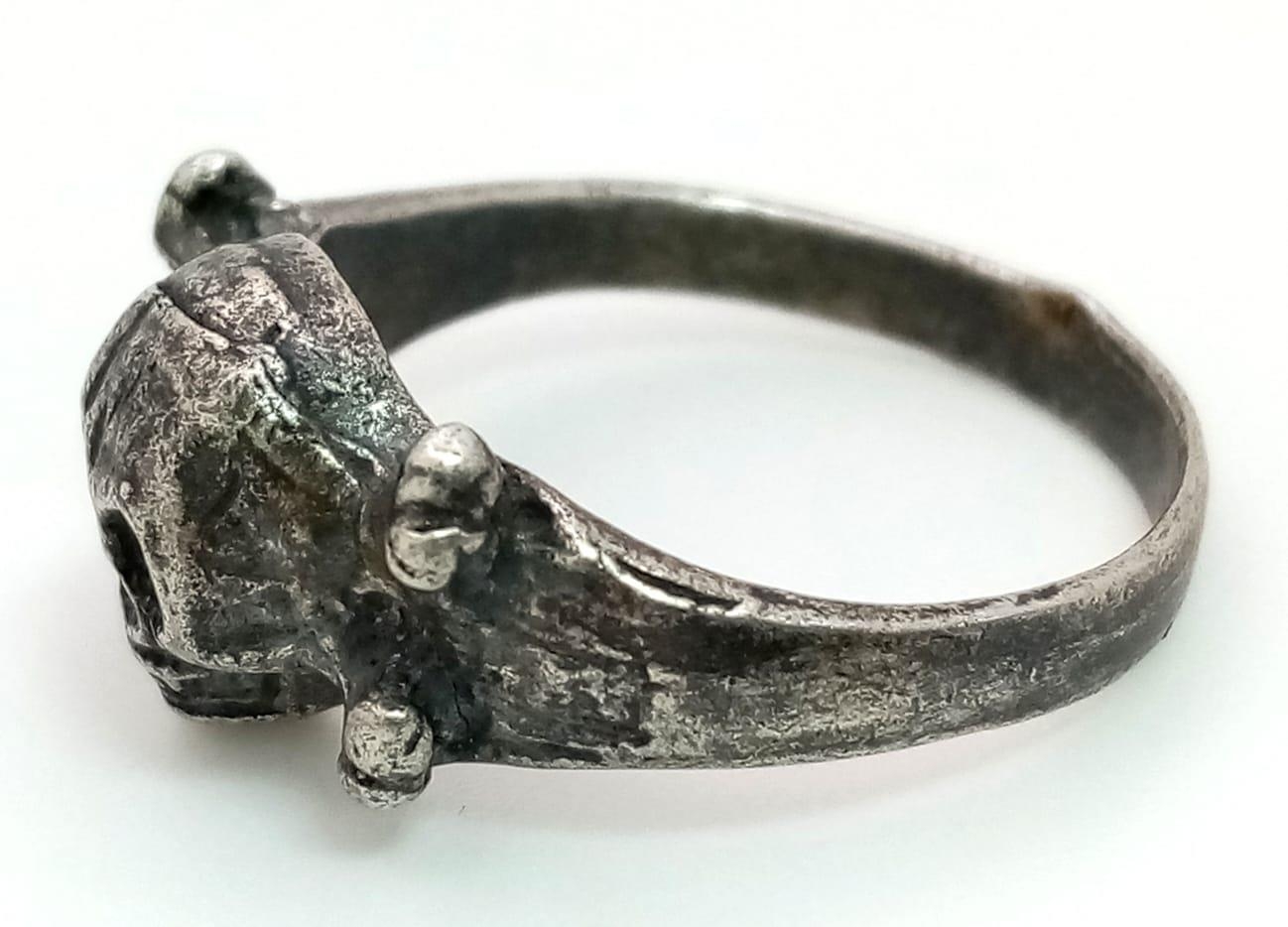 WW1 Imperial German/Austrian Strurm Truppen (Storm Troopers) Shock Troops Silver Ring. - Image 3 of 4