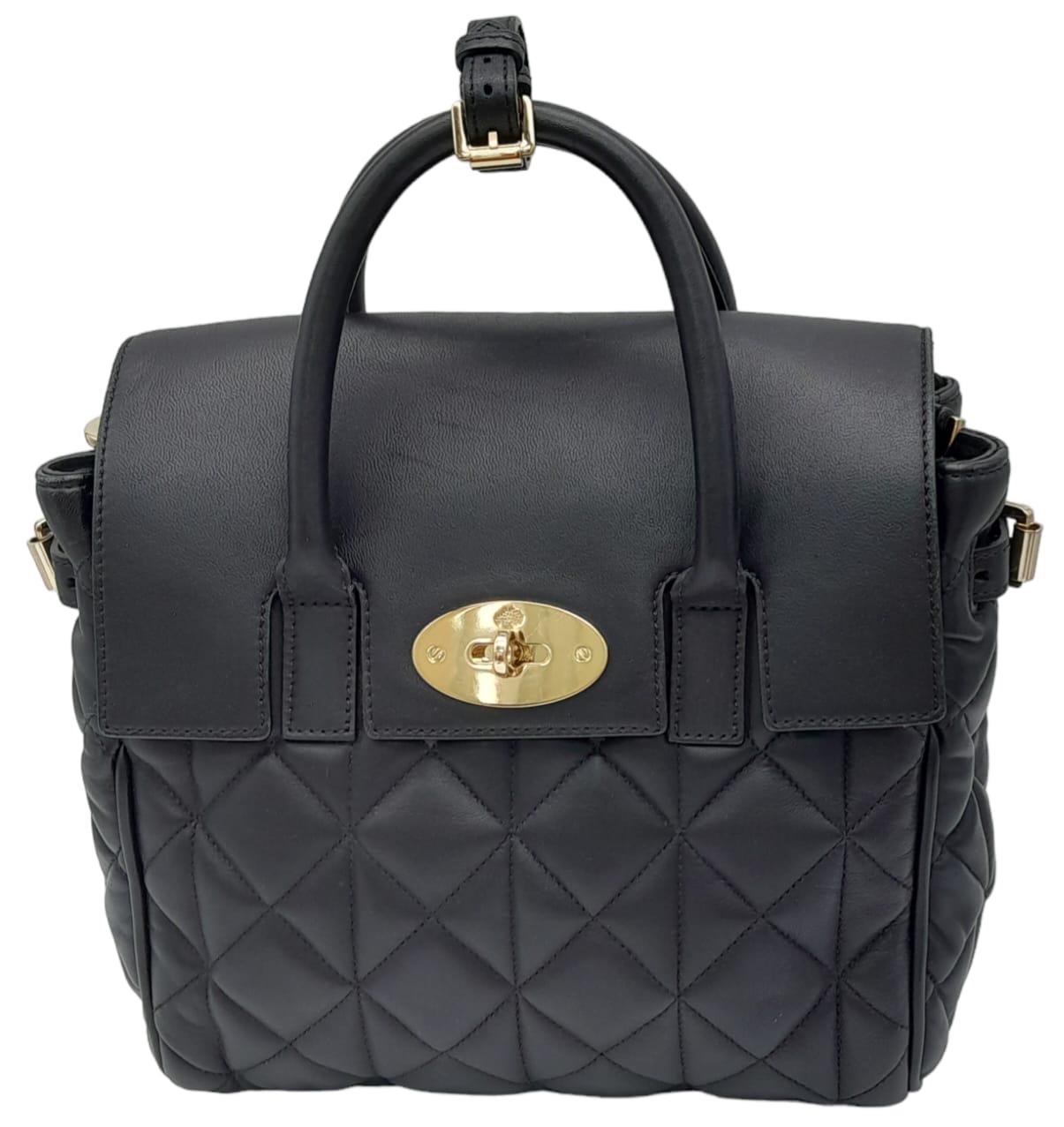 Mulberry Black Quilted Leather Cara Delevingne Convertible Bag. Versatile in design, it comes with - Image 2 of 11