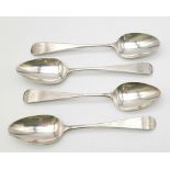 Four Sterling Silver Georgian Teaspoons. Hallmarks for 1801. 12.5cm length. 54.5g total weight.