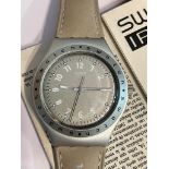 Vintage SWATCH IRONY WRISTWATCH. Finished in aluminium with quartz movement. Complete with