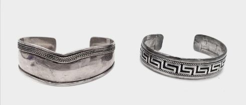 Two Vintage 925 Silver Cuff Bangles. 44.5g total weight.