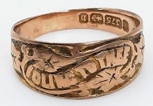 An Antique 9K Gold Ring - Seems to have the inscription 'Love to thee'. Size O. 2.95g