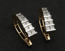 A PAIR OF18K ROSE GOLD 0.80CT DIAMOND 2 ROW DROP EARRINGS. TOTAL WEIGHT 4G