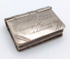 An Edwardian Sprung Lid Combination Vesta and Stamp Holder in the form of a Book by CED & Co. Reg