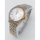 A Tudor Princess Oysterdate Ladies Watch. Two-tone bracelet and case - 25mm. White dial with date