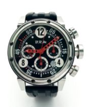 A BRM V12 Automatic Chronograph Gents Watch. Black rubber strap. Stainless steel case - 44mm.