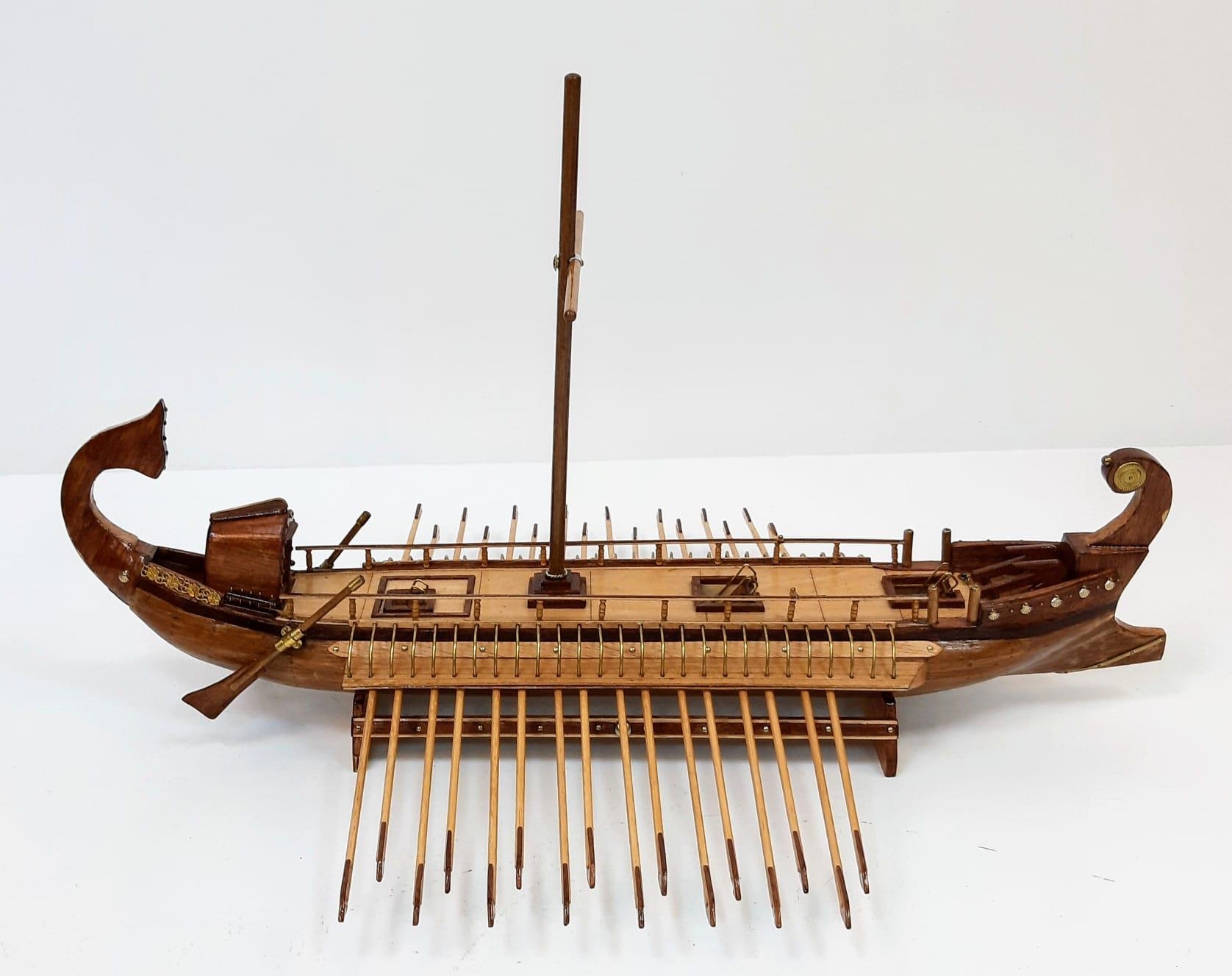 A Hand Crafted Wooden Viking Long Ship in Excellent Condition. 60cm in length. - Image 3 of 10