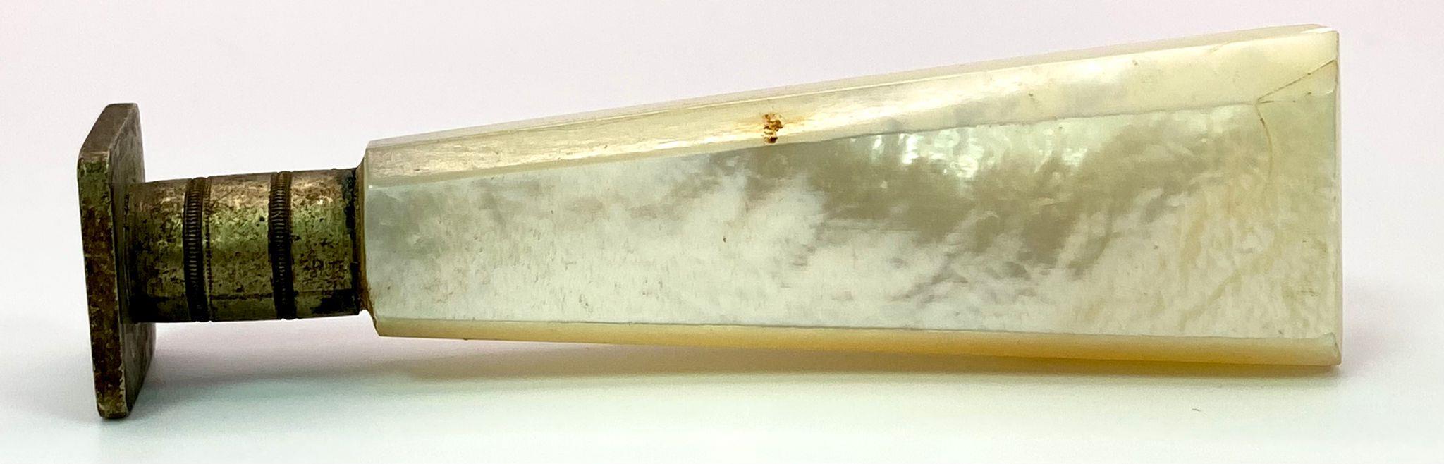An Excellent Condition 19th Century Antique Opalite/Agate Brass Seal. Size: 8cm - Image 2 of 4